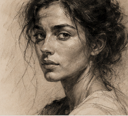 Charcoal, Ink & Pencil portrait example